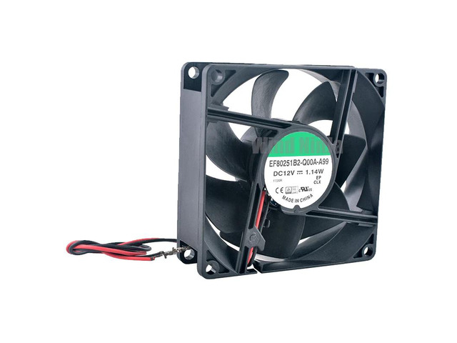 EF80251B2-Q00A-A99 8cm 80mm Fan (80x80x25mm), DC12V 1.14W, 2-pin ball bearing chassis power supply cooling fan.