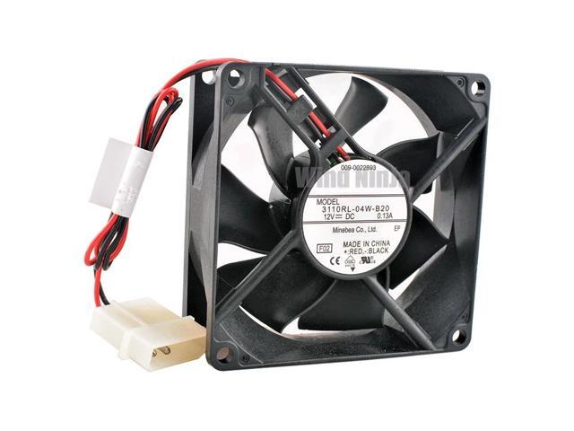 3110RL-04W-B20 8cm 80mm Fan (80x80x25mm), DC12V 0.13A, Dual Ball Bearing Axial Fan, suitable for chassis, power supply, and CPU cooling.