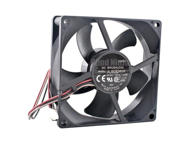 AUB0824VH 8cm 80mm Fan (80x80x25mm), DC24V 0.21A, 3-pin, 4200rpm axial fan for inverter cooling.