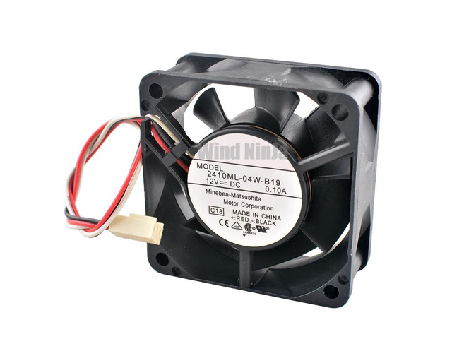 Silent cooling fan, 6cm (60mm x 60x25mm), 2410ML-04W-B19, DC12V 0.10A, 3-pin, suitable for CPU and power supply models 6025.