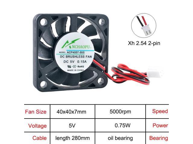 ACP4007 4cm 40mm Fan (40x40x7mm), DC5V 2-pin ultra-thin axial fan suitable for cooling routers and projectors.