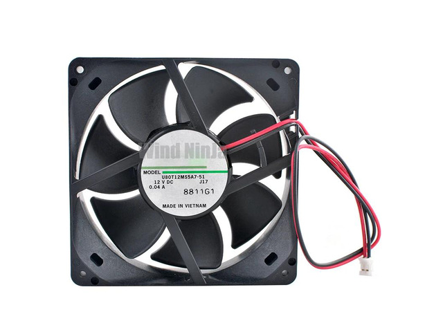 Silent cooling fan U80T12MS5A7-51, 8cm x 80mm, dimensions 80x80x25mm, DC12V 0.04A, suitable for computer cases, CPUs, and power supplies.
