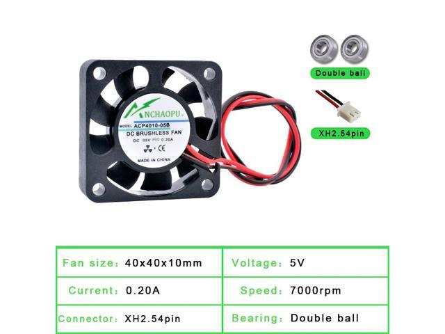ACP4010 4cm 40mm Fan (40x40x10mm) DC5V Dual Ball 2-Pin Miniature Cooling Fan, suitable for power monitoring chargers.