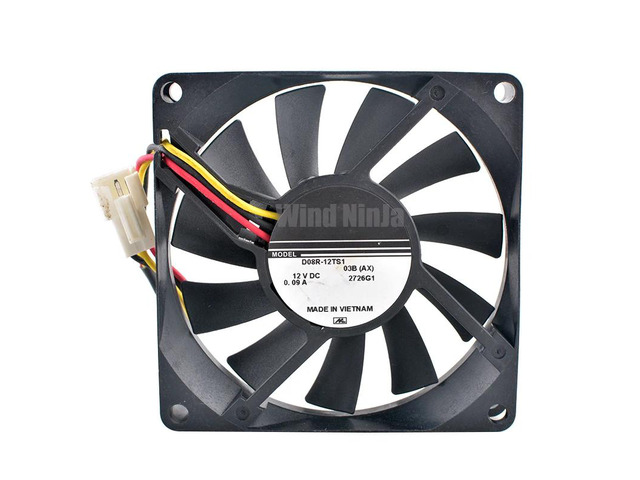 D08R-12TS1 Miniature Cooling Fan 8cm X 80mm 80x80x15mm DC12V 0.09A 3-Pin for Refrigerators - Compact Cooling Solution