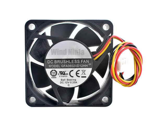 GFA06020D12HH 6cm X 60mm X 20mm DC12V 0.20A 3-Pin Quiet Cooling Fan for Chassis CPU Power Supply Heat Dissipation 60mm Fan