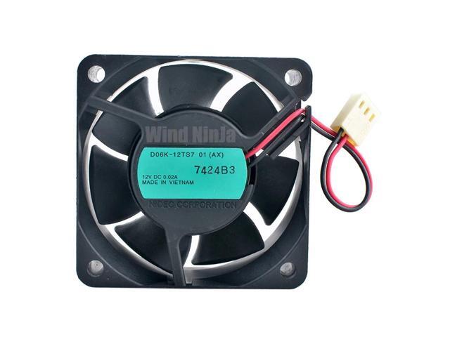 Ultra-Quiet D06K-12TS7 Cooling Fan 6cm 60mm 60x60x25mm DC12V 0.02A for Computer Case Power Supply