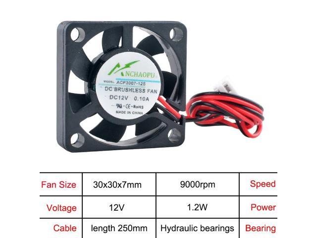 ACP3007 3cm 30mm Fan (30x30x7mm) DC12V 2-pin Miniature Ultra-thin Cooling Fan, suitable for printers and routers.