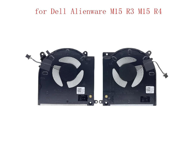 Replacement CPU + GPU cooling fans for M15 R3, M15 R4, AWM15-7272WHT-PUS, and AWM15R4-7689WHT-PUS series laptops.
