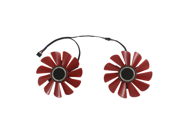 Two red FDC10U12S9C CF9010H12S XFX RX480 RX570 GPU VGA cooling fans, suitable for RX 570 and RX470 graphics cards.