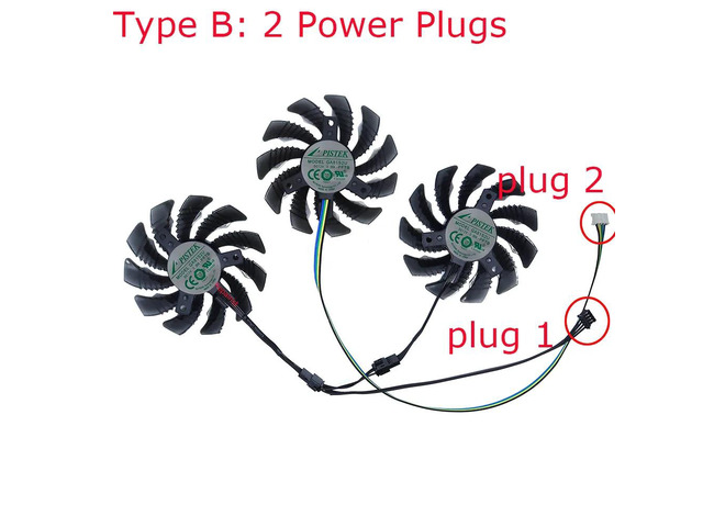 GPU graphics card fans, 2 Power Plugs GA81S2, 3 units/set, suitable for RTX 3060 Ti and 3060 Ti OC, suitable for RTX 3060 OC
