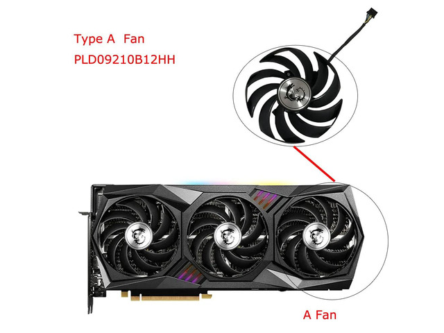 PLD09210B12HH, PLD09210S12HH, VGA cooler, graphics card fan, suitable for RTX 3070 3080 3090 TRIO SUPRIM-X 8G graphics card cooling (Type A fan)