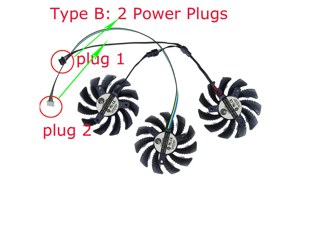GPU graphics card fan, 2 power plugs PLD0801, 3 units/set, suitable for RTX 3060 Ti and 3060 Ti OC, suitable for RTX 3060 OC