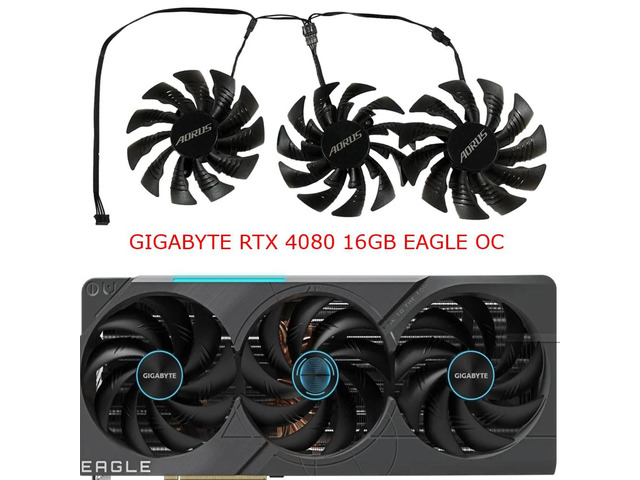 95mm DIY GPU cooler, graphics card fan, suitable for RTX 4080 16GB EAGLE OC, GV-N4080EAGLE OC16G, graphics card cooling, T129215BU