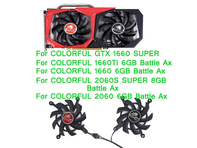 Type A graphics card fan, video cooler, suitable for GTX 1660, 1660Ti, 2060 6G Battle AX, and RTX 2060S, 2060 Super 8GB Battle AX.