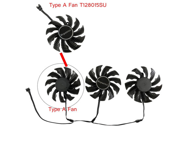 PCS A Fan 82mm, T128015SU, GPU Cooler, Graphics Card Fan, Suitable for 980Ti RTX 2080 Ti GAMING, RX 6800 6900 XT OC, Graphics Card Cooling