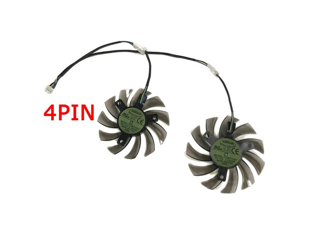 Two 4-pin T128010SH graphics card fans/VGA GPU coolers, suitable for R9 270X/270, GTX 960/970.