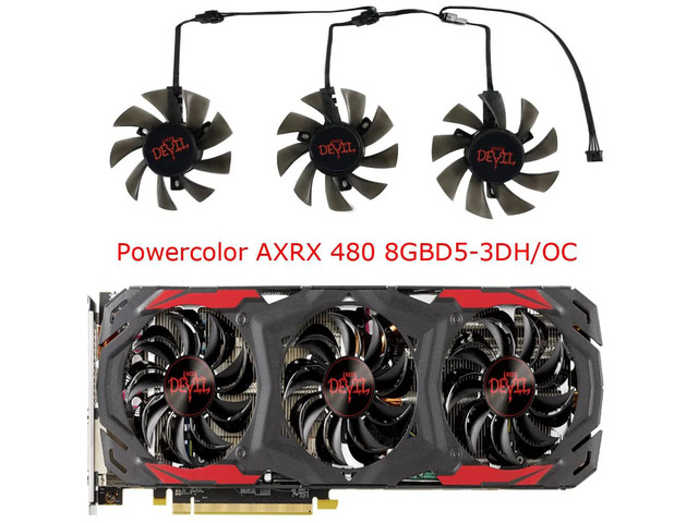 GPU cooling fans for PowerColor AX RX 570 4GB D5, PowerColor AX RX 480 8GB D5 3DH, and R9 390, 3 units/set, GA81S2U, can replace GA81B2U.