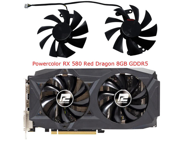 GPU cooling fans, 2-pack, PLA09215B12H, suitable for RX 580 OC DF3, and Powercolor Red Dragon AX RX470 RX480 RX580.