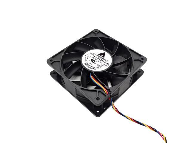 Model 12038 for the QFR1248GHE 48V 0.75A PWM cooling fan - 120x120x38mm, 6000RPM, 24W, 4-wire ball bearing, industrial grade.