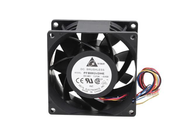 The PFB0824DHE 80mm 24V high-speed PWM axial fan (1.63A) is suitable for server and inverter cooling applications.