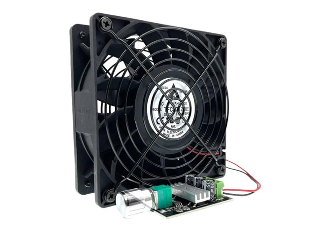 120mm/12cm 12V High-Power PC Cooling Fan with PWM DC Speed Controller, 6-28V 3A Adjustable, Dimensions 120x120x38mm, 12V High Speed