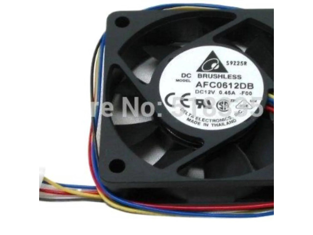 Suitable for AFC0612DB-F00 60x60x15mm cooling fan, 7200 RPM, 29.24 CFM airflow, 47.5 dBA noise level, PWM 4-pin connector.