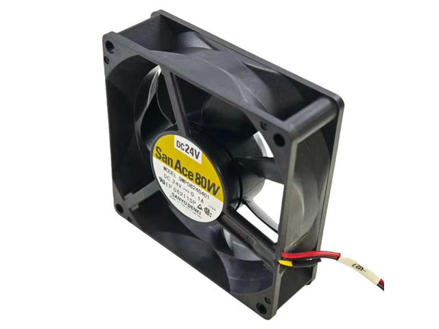 9WP0824S401 80x80x25mm DC24V IP68 Waterproof Cooling Fan, 3400RPM 42.4CFM, 34dBA, suitable for outdoor and industrial equipment.
