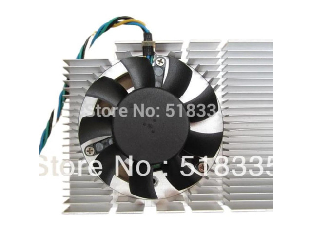 Graphics card cooler, 13mm thick, 83mm long, 55mm wide, 4-pin connector (cooler not included).