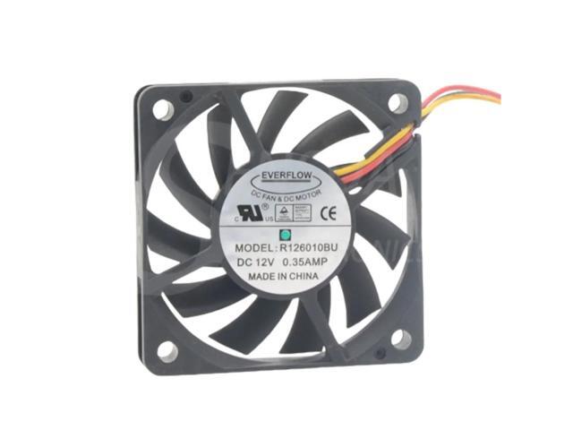 Two 60mm fans, 6cm R126010BU 60x60x10mm, DC 12V 0.35A, high-speed ultra-thin CPU cooler with dual ball bearings.