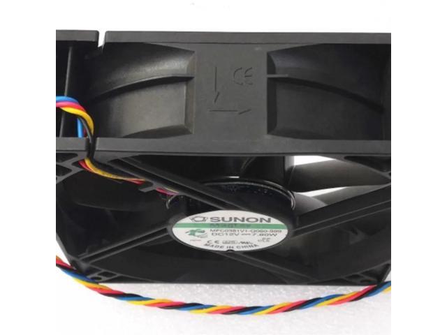 The 12038 fan is a 120mm, 12V, 7.8W four-wire fan for the MFC0381V1-Q060-S99, measuring 120x120x38mm, suitable for rack and server cooling.