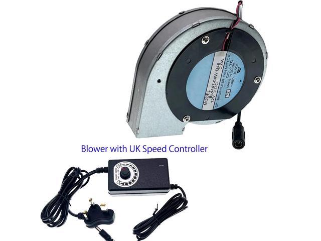 BL4447-04W-B49-71 DC 12V 2A Turbocharged Adjustable Speed Controller Fan for Barbecue Blowers (Blower with UK Plug)