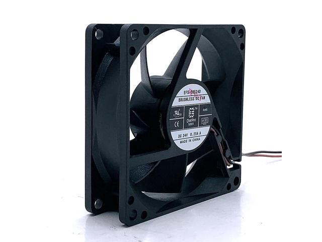 80mm 24V Cooling Fan EFS-08E24D DWPH 80*80*25mm DC24V 0.25A 2-wire DC Chassis Fan 8cm Server Inverter Cooling Fan