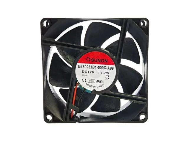 Suitable for EE80251B1-000C-A99 8025 12V DC ball bearing cooling fan, dimensions 80x80x25mm, airflow 51CFM, speed 3000RPM, 2-pin high-speed interface.