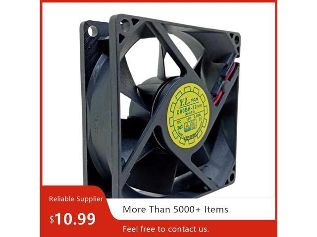 An 80mm 12V dual ball bearing cooling fan, model D80BH-12HH, suitable for computer cases and mosquito lamps, with a speed of 3200 RPM and an...