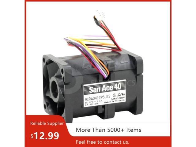 A 40mm high-speed fan suitable for the 9CRA0412P5J22 CPU, measuring 40x40x56mm, DC 12V 1.4A, server cooling fan, with an airflow of 31.8 CFM and a.