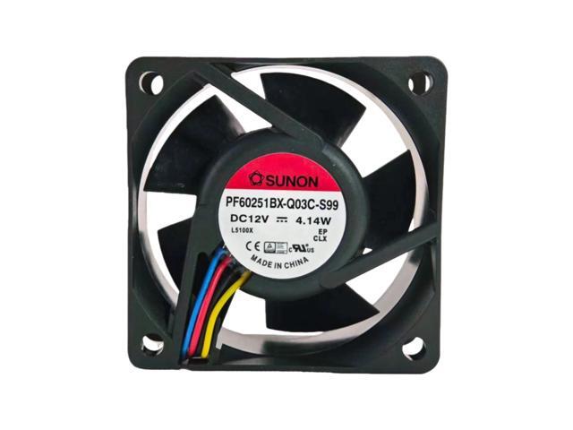 PF60251BX-Q03C-S99 60x60x25mm DC 12V PWM cooling fan, 4-wire intelligent speed control fan, suitable for PC cases, CPU coolers, and servers.