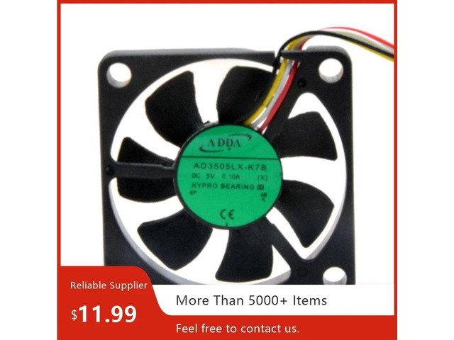 Two AD3505LX-K7B 35mm 5V 0.10A 4-wire cooling fans, 6500RPM, 3.5CFM, suitable for PCs, servers, and electronic products.
