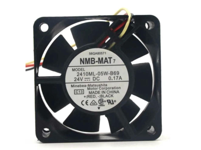 60mm 24V chassis fan for 2410ML-05W-B69, DC 0.17A, dimensions 60x60x25mm, ball bearing heatsink converter.