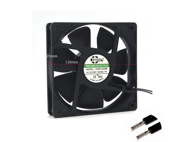 120mm EC axial fan motor, dimensions 120*120*25mm, AC voltage 110V/115V/220V/230V, speed 2600RPM, air volume 100.2CFM, powerful airflow, energy...
