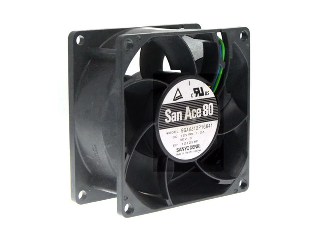 High-speed 12V ball bearing cooling fan, dimensions 80mm x 80mm x 38mm, model 9GA0812P1G641, current 1.2A, speed 9950RPM, suitable for mining rigs,...