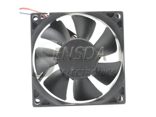 An 80mm fan suitable for AD0812HX-A7BGL, measuring 80x80x25mm, DC 12V, 0.20A, 4-wire PWM control, square shape, 8cm.