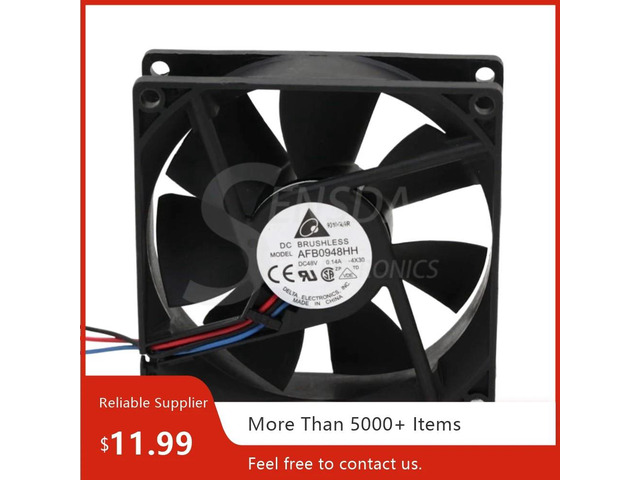 A 92mm DC 48V fan for the AFB0948HH server, measuring 92x92x25mm, 48V 0.14A, dual-ball, three-wire axial cooling fan.