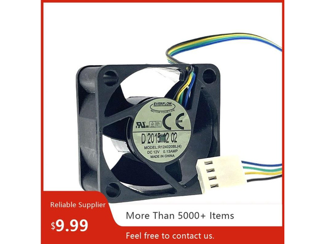 40mm 12V PWM High-Speed Cooling Fan R124020BL(4), Dual Ball Bearing, Suitable for 1U/2U Servers, CPUs, Heatsinks and Industrial Applications