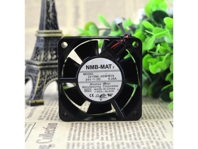 Suitable for 2410ML-05W-B70 6025 6CM 24V 0.25A dual ball bearing cooling fan, speed 6800RPM, airflow 33.1CFM, suitable for industrial and server.