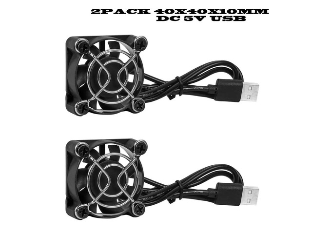 Two dual-ball USB cooling fans, DC 5V, silent operation, suitable for DIY projects, routers, game consoles, TV boxes, and power supplies (USB4010).