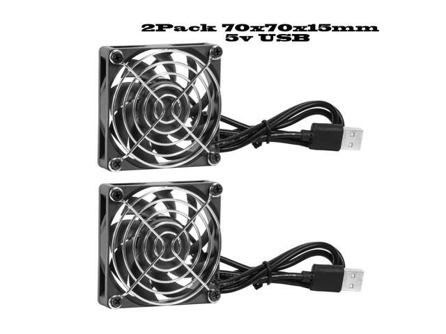 Two dual-ball USB cooling fans, DC 5V, silent operation, suitable for DIY projects, routers, game consoles, TV boxes, and power supplies (USB7015).