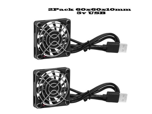 Two dual-ball USB cooling fans, DC 5V, silent operation, suitable for DIY projects, routers, game consoles, TV boxes, and power supplies (USB6010).