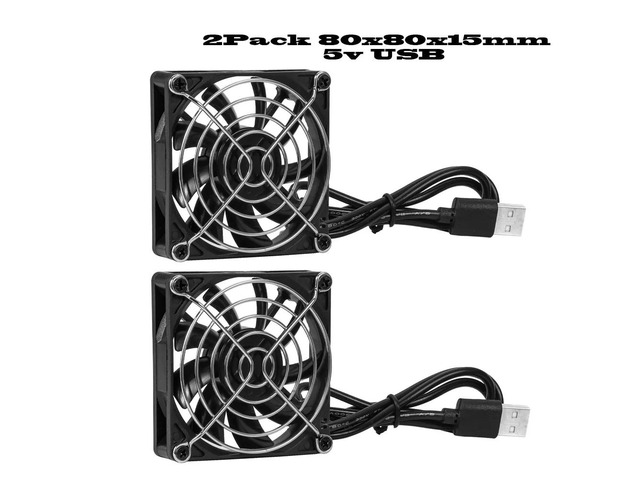 Two dual-ball USB cooling fans, DC 5V, silent operation, suitable for DIY projects, routers, game consoles, TV boxes, and power supplies (USB8015).
