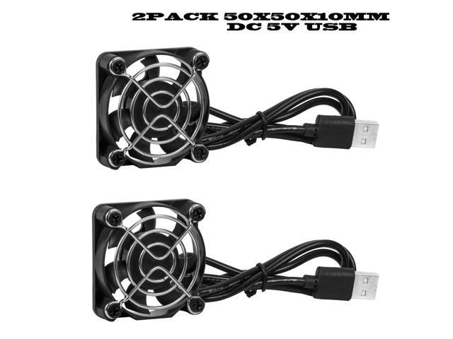 Two dual-ball USB cooling fans, DC 5V, silent operation, suitable for DIY projects, routers, game consoles, TV boxes, and power supplies (USB5010).