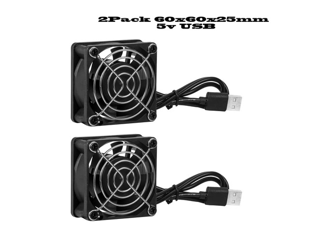 Two dual-ball USB cooling fans, DC 5V, silent operation, suitable for DIY projects, routers, game consoles, TV boxes, and power supplies (USB6025).